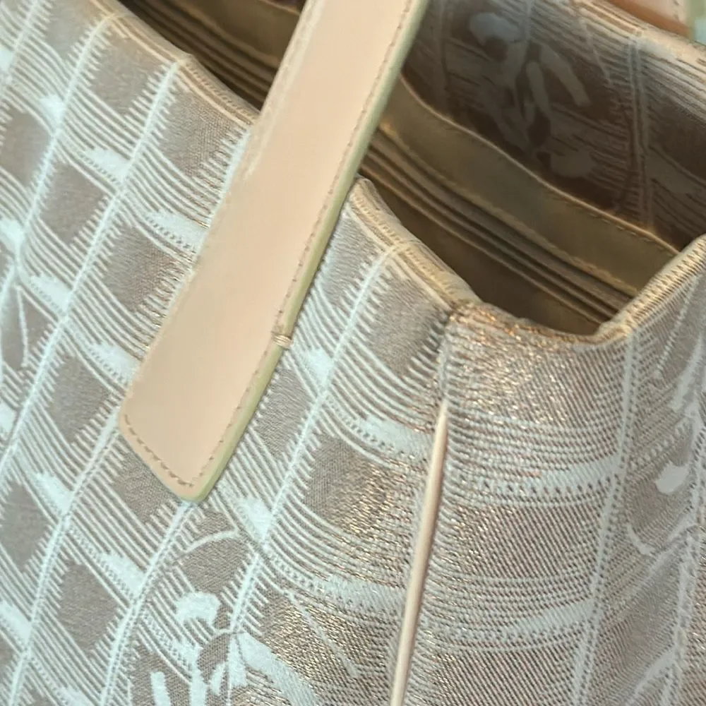 Authentic! *VTG* CHANEL Metallic Sheen Small Travel Ligne Shopper Tote